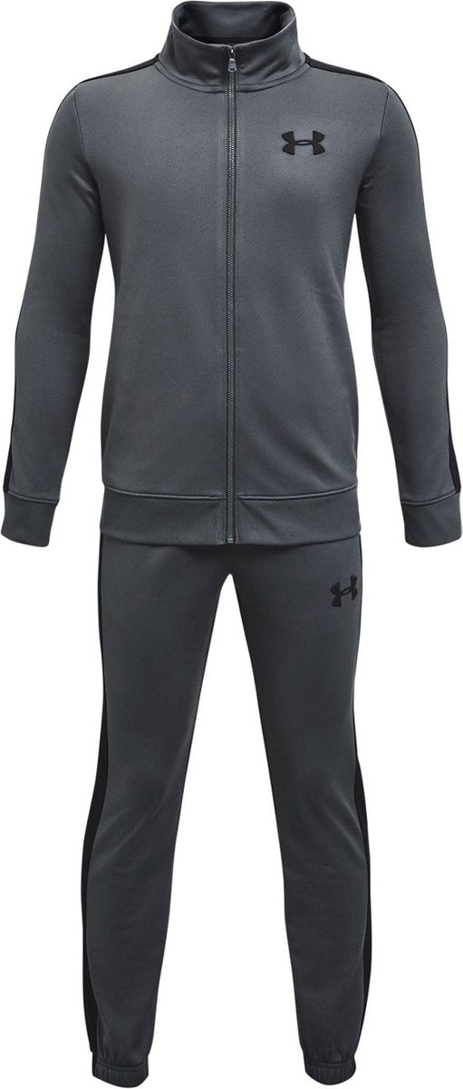 Under armour ua rival knit track suit-gry jongens trainingspak - pitch grijs - zwart