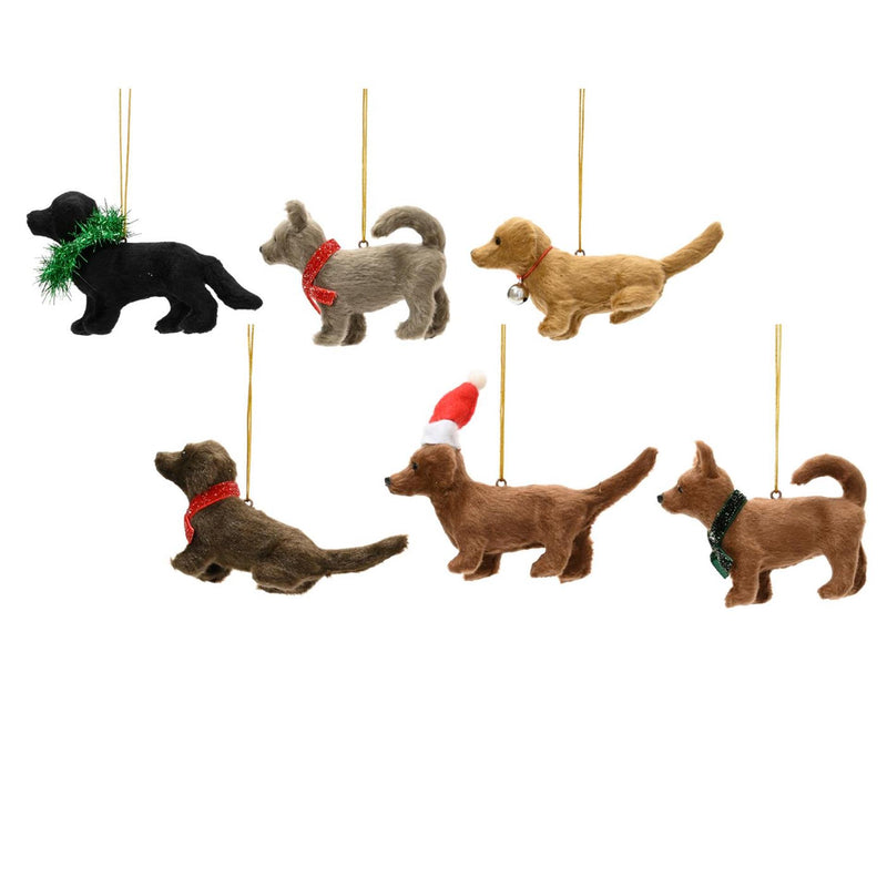 Load image into Gallery viewer, Decoris kersthanger hond 11.5x.3.5x6cm kunstsdtof 6 assorti
