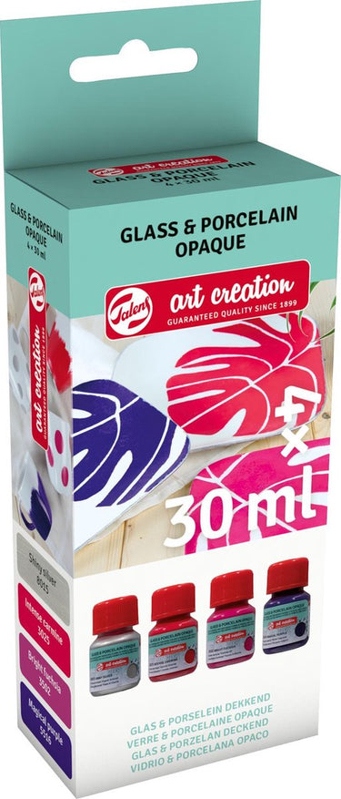 Talens art creation talens art creat.glas porselein dekkend set 4 x 30 ml roze zilver