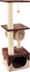 Flamingo krabpaal – kangri 5 bruin beige – 35x35x102 cm – krabpaal met tunnel, huisje ligplateaus – krabmeubel met speeltje – kattenboom voor alle kattenrassen