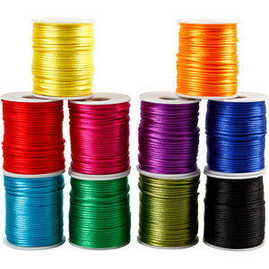 Creotime satijnkoord, 2 mm, sterke kleuren, 50 m, 10 rol