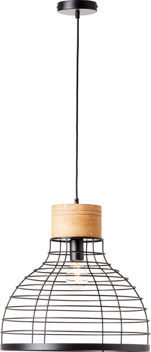Brilliant avia - hanglamp - e27 max 1x40w - zwart houtkleur