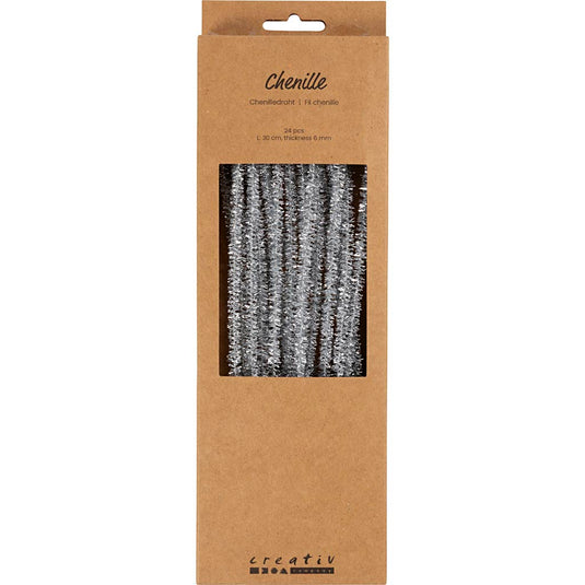 Creativ company chenille zilver 30cm, 24st.