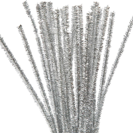 Creativ company chenille zilver 30cm, 24st.