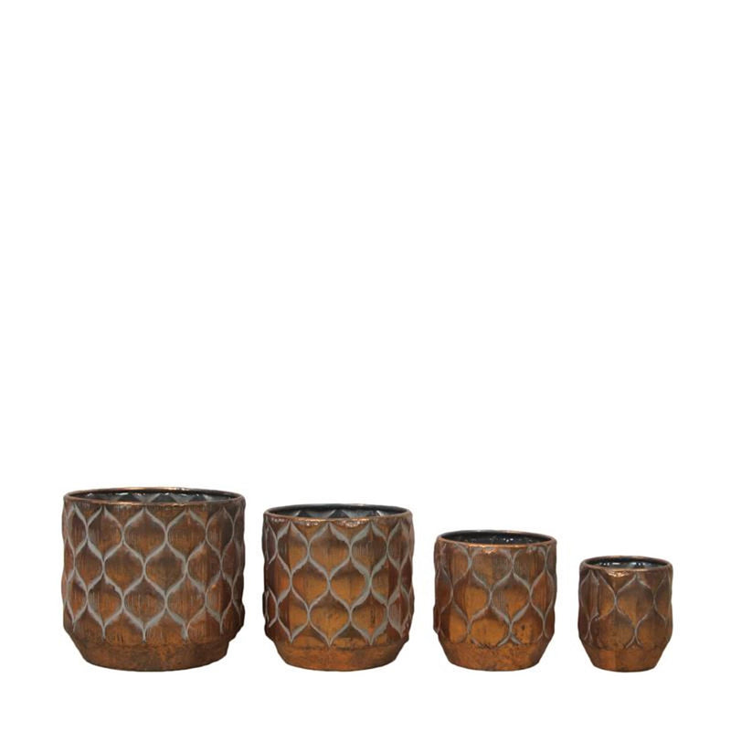 Afbeelding laden in galerijviewer, Naturel collections dijk natural collections bloempotset 4-delig metaal met plastic inleg ã˜10x11,5-ã˜19,5x18cm
