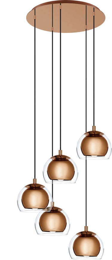 Eglo rocamar 1 hanglamp - e27 - ø 58,5 cm - glas - koper
