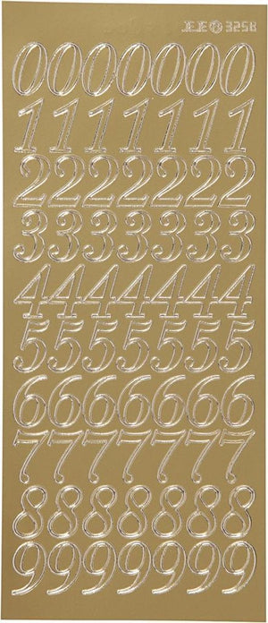 Creativ company stickers goud - cijfers - zelfklevende-stickers - feest scrapbooking - diy-plakstickers - 10x23 cm - 1 stickervel