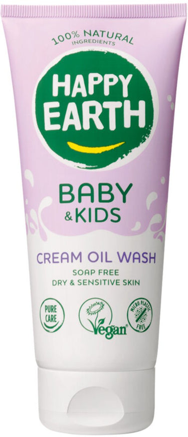 Happy earth baby kids 100% natuurlijke crème olie wasgel - 200 ml