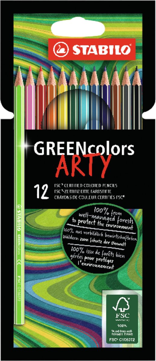 Stabilo greencolors - fsc gecertificeerd kleurpotloden arty etui 12 kleuren