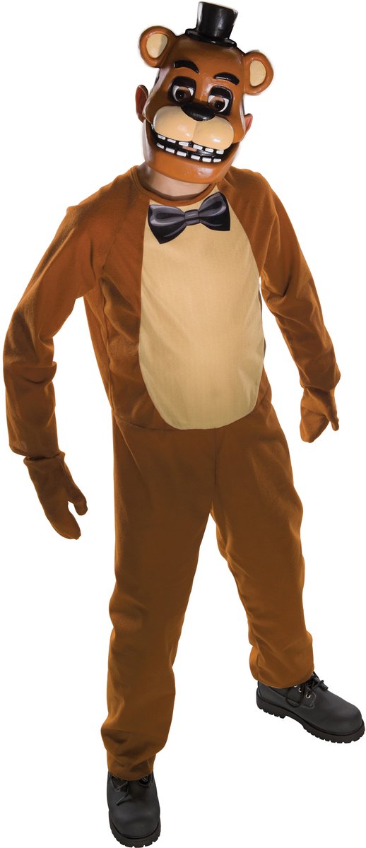 Rubies - horror films kostuum - freddy kostuum jongen - bruin, wit beige - maat 116 - halloween - verkleedkleding