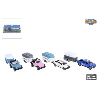 2-play van manen auto met paardentrailer die cast pull back ass 16,5cm