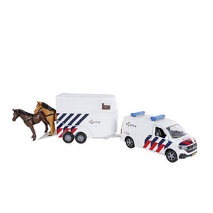 Kids globe vw transporter politie met paardentrailer nl die cast pull back 28cm