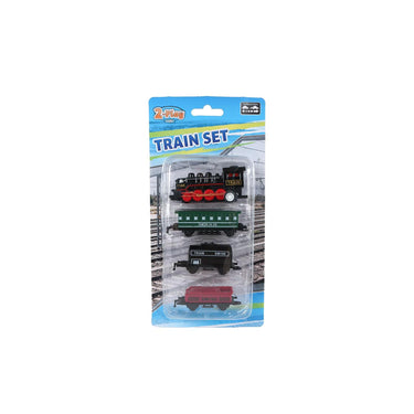 2-play locomotief met 3 aanhangers die cast pull back 3 assorti