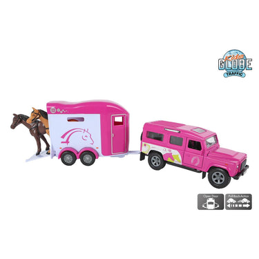 Kids globe land rover met cheval liberté paardentrailer - roze