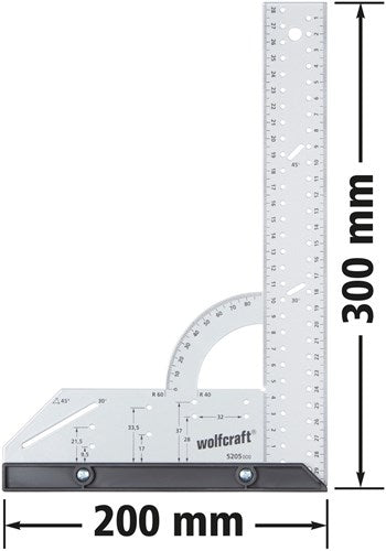 Wolfcraft - winkelhaak - metaal - 300mm - blokhaak - schrijfhaak - 5205000