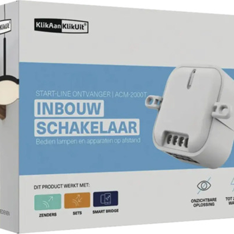 Afbeelding laden in galerijviewer, Klikaanklikuit inbouwschakelaar acm-2000t – inbouwdimmer - draadloze schakelaar - voor plafond - slimme schakelaar inbouw - 2000 watt - wit
