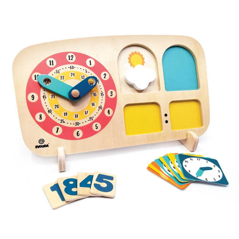 Load image into Gallery viewer, Educatief spel, houten klok tijdspel. 4+
