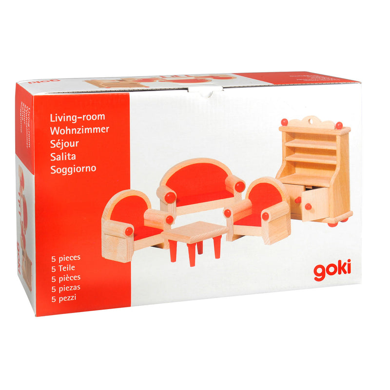 Load image into Gallery viewer, Goki Poppenhuis Meubeltjes Woonkamer, 5dlg.
