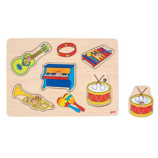 Goki noppenpuzzel muziekinstrumenten met geluid, 5st.