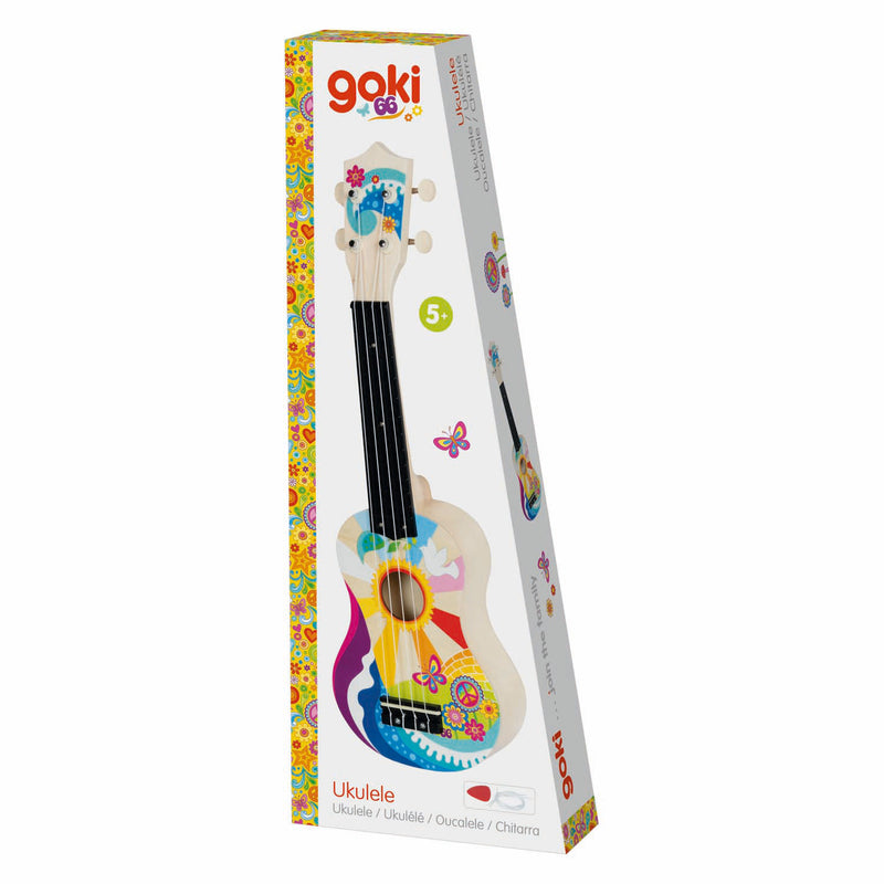 Load image into Gallery viewer, Goki houten ukelele flower power
