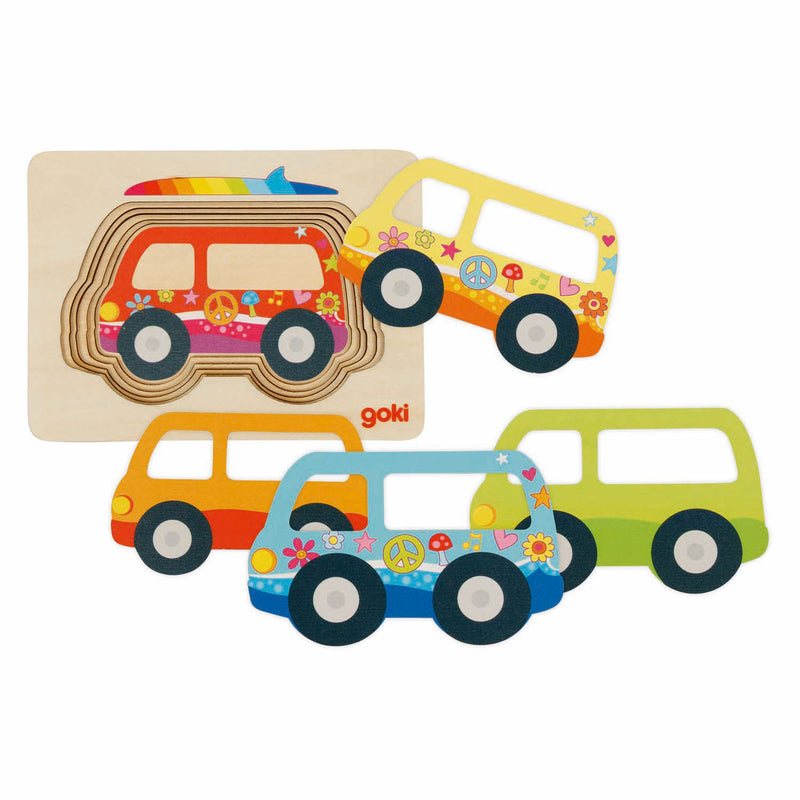 Load image into Gallery viewer, Goki houten lagenpuzzel auto, 5st.
