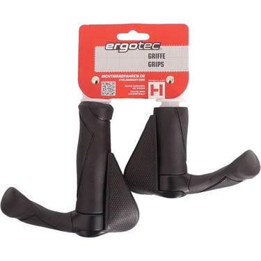 Ergotec handvatpaar mf2 kraton aluminium 130 + 87 mm - zwart