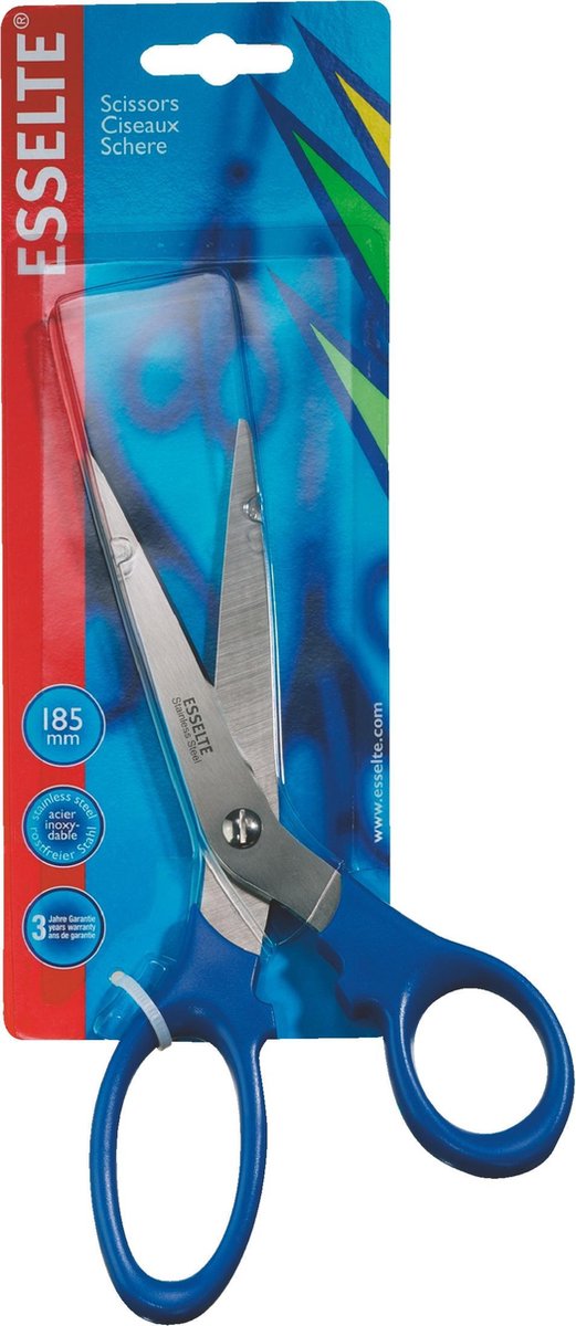 Esselte schaar - roestvrij staal - 18,5 cm - blauw