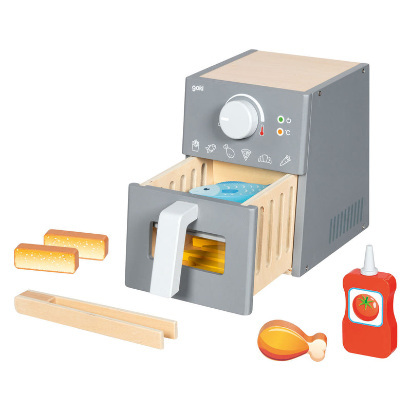 Load image into Gallery viewer, Goki houten speelgoed airfryer met accessoires - 16dlg.
