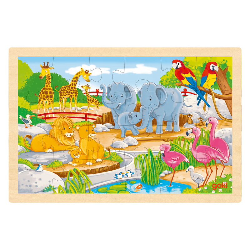 Load image into Gallery viewer, Goki houten legpuzzel - boerderij en dierentuin - 24st.

