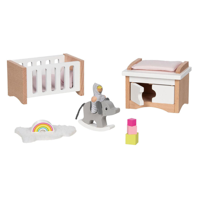 Load image into Gallery viewer, Goki houten poppenmeubels babykamer, 12dlg.
