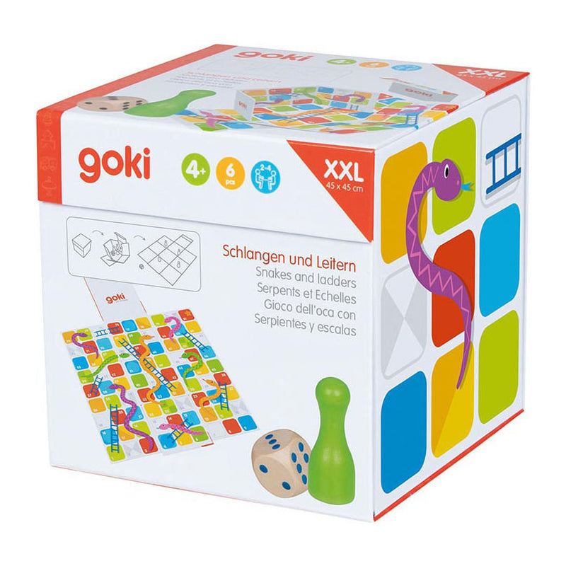 Load image into Gallery viewer, Goki xxl slangen en ladders in kubus bordspel
