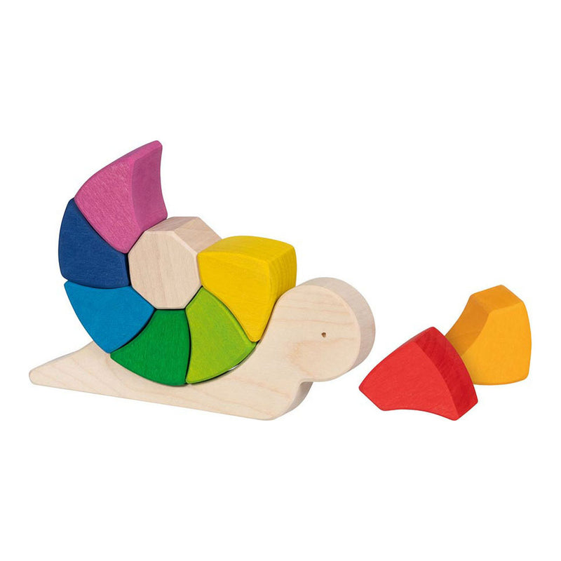 Load image into Gallery viewer, Goki houten puzzel en bouwstenen vrolijke slak pauline, 10dlg.
