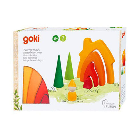 Load image into Gallery viewer, Goki houten dwergenhuisje bouwblokken, 7dlg.
