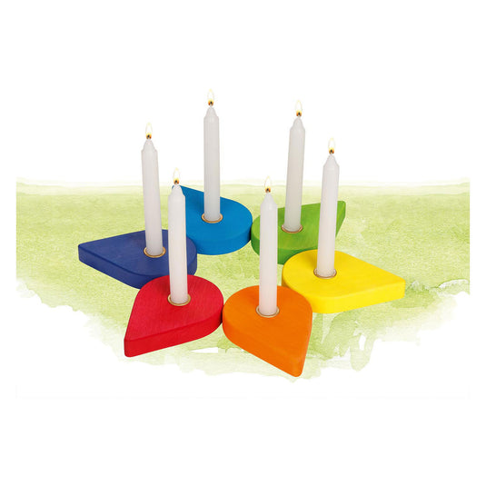 Goki houten verjaardagskrans kandelaars, 6dlg.