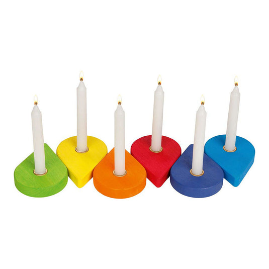 Goki houten verjaardagskrans kandelaars, 6dlg.