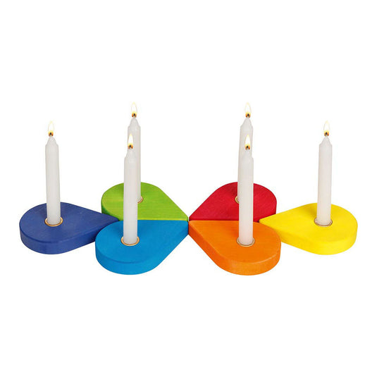 Goki houten verjaardagskrans kandelaars, 6dlg.