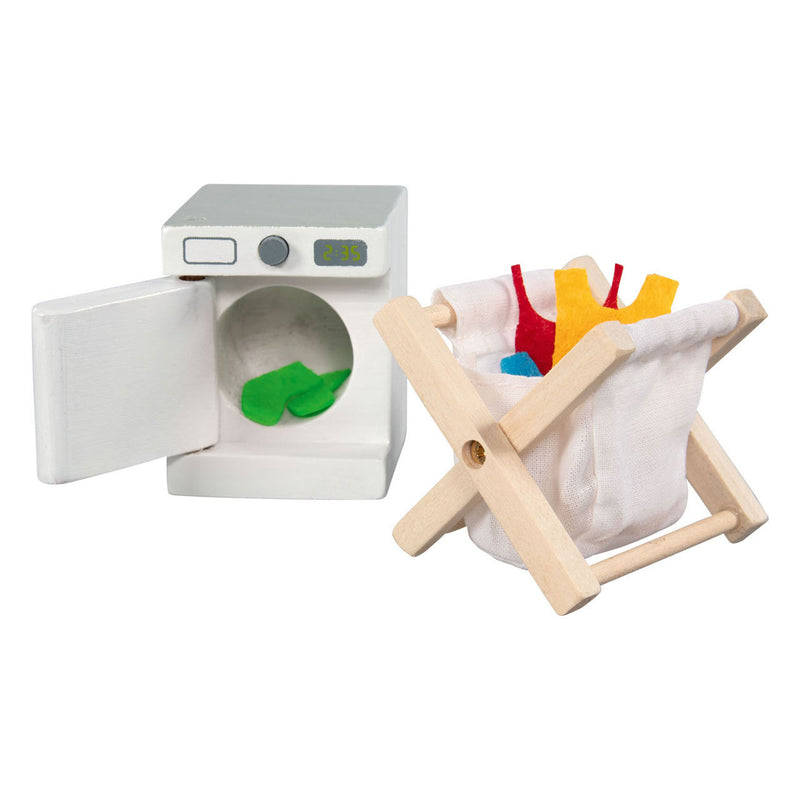 Load image into Gallery viewer, Goki houten poppenhuis meubels wasruimte accessoires
