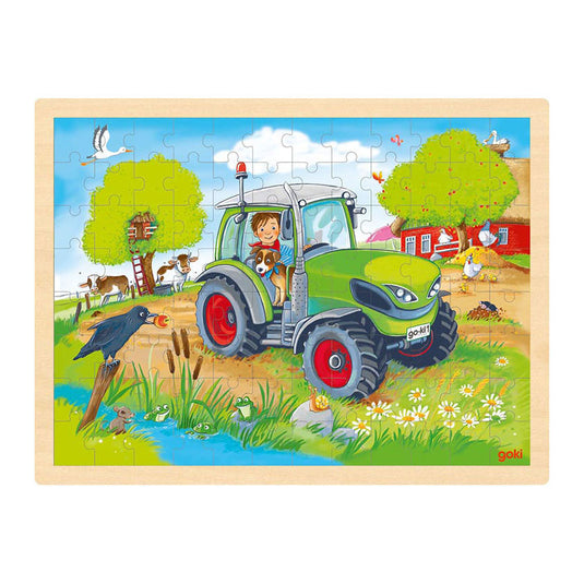 Goki houten legpuzzel tractor, 96st.