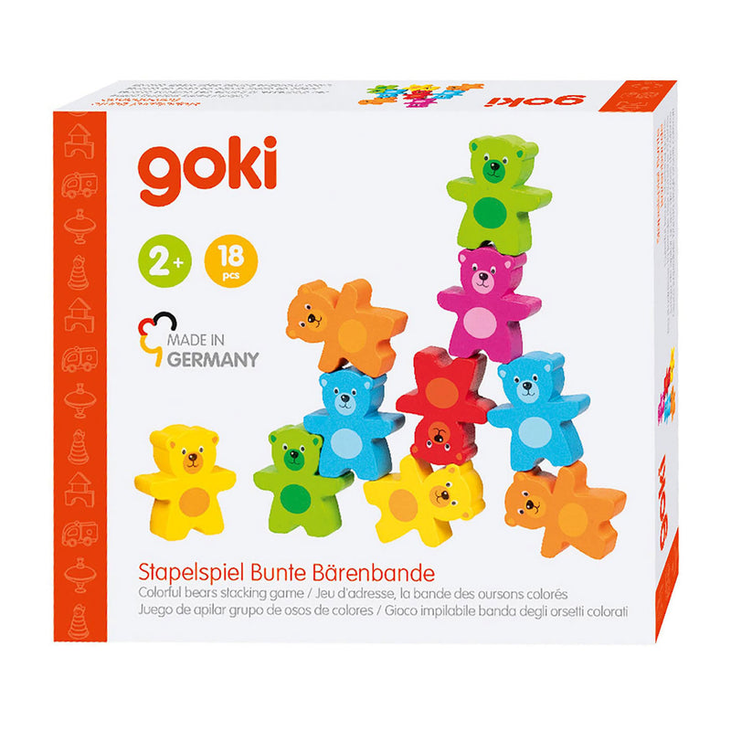 Load image into Gallery viewer, Goki houten kleuren beren stapelspel, 9dlg.

