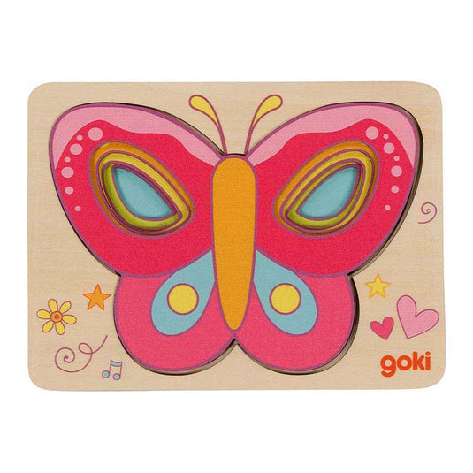 Goki houten lagenpuzzel vlinder, 5st.