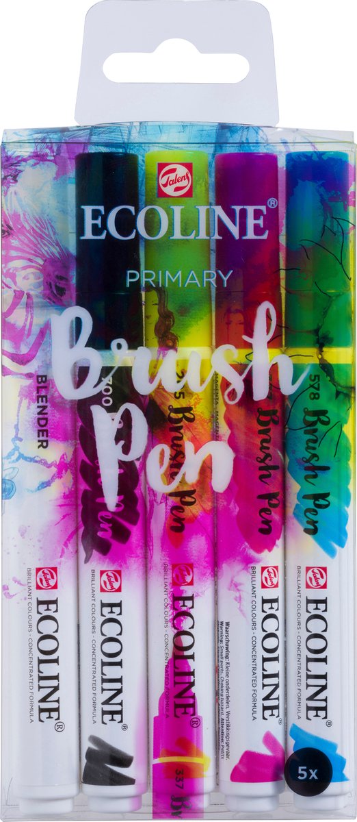 Ecoline brush pen set primair | 5 kleuren