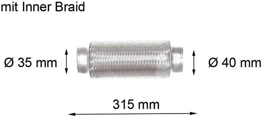 Lrt flexible pipe, exhaust sy d=35 40mm l=315mm