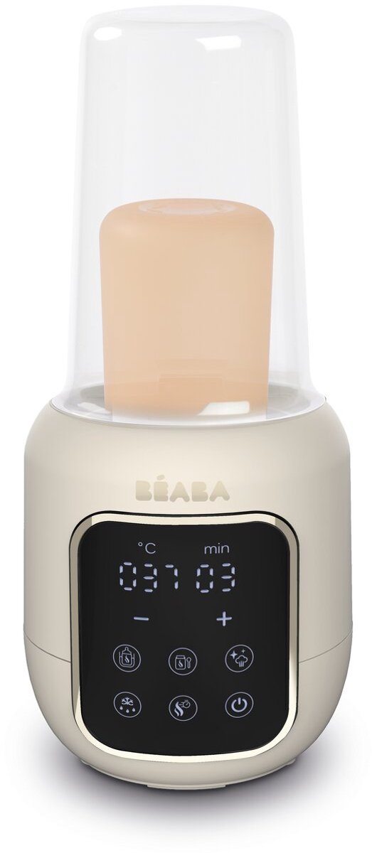 Béaba éaba multi milk 5-in-1 flessenwarmer sterilisator – voor moedermelk babyvoeding – au bain-marie stoom – ontdooien – vaatwasserbestendige onderdelen – ecru clay