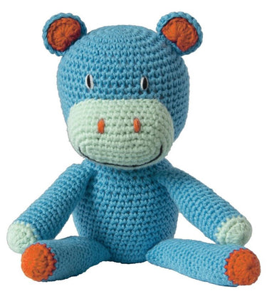 Knuffel gehaakt nijlpaard blauw. 3+