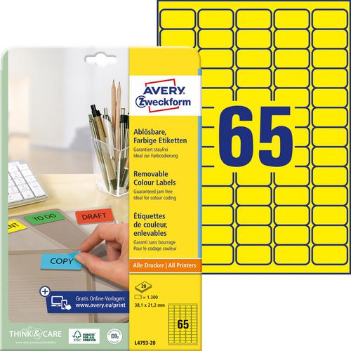 Herkleefbare etiketten avery zweckform stick lift geel
