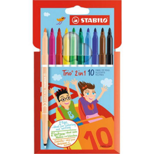 Stabilo trio 2 in 1 viltstift etui 10