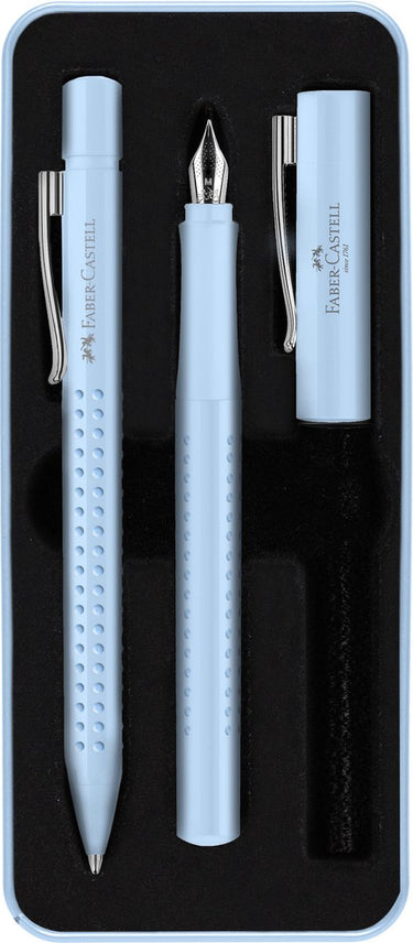 Faber-castell giftbox - balpen en vulpen grip 2010 harmony - sky blue - fc-201524