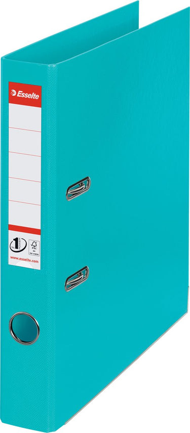 Esselte no.1 power kunststof a4 ordner met etikethouder - 2-rings - rugbreedte van 50mm - capaciteit van 350 vel - turquouise