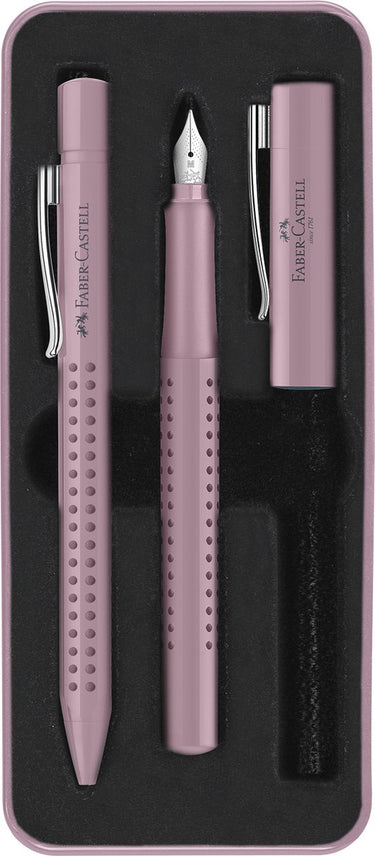 Faber-castell schrijfset - grip 2010 - balpen en vulpen - in giftbox - harmony rose shadows - fc-201528