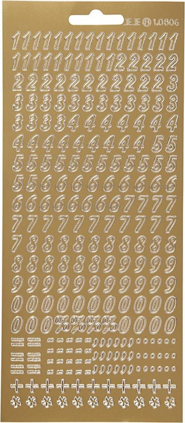 Creativ company stickers goud - gouden cijfers stickers - zelfklevende foliestickers met getallen - stickervellen cijfers - diy decoratie - kaarten maken - scrapbooking - 10x23 cm - 1 vel